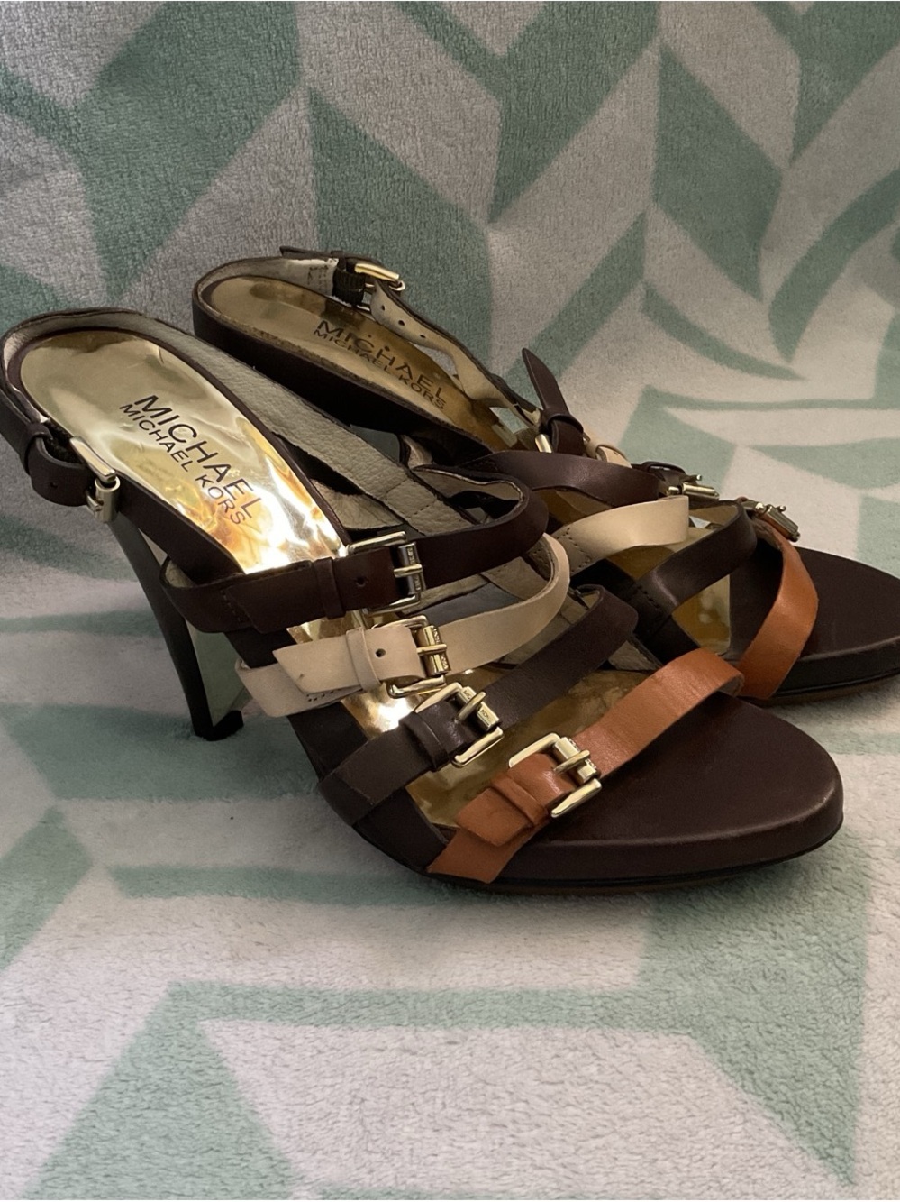 Michael Kors Multicolor Strappy Leather Sandals